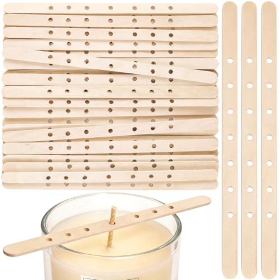 Wooden Wick Candle - 30 Pcs Candle Wick Holder, Wooden