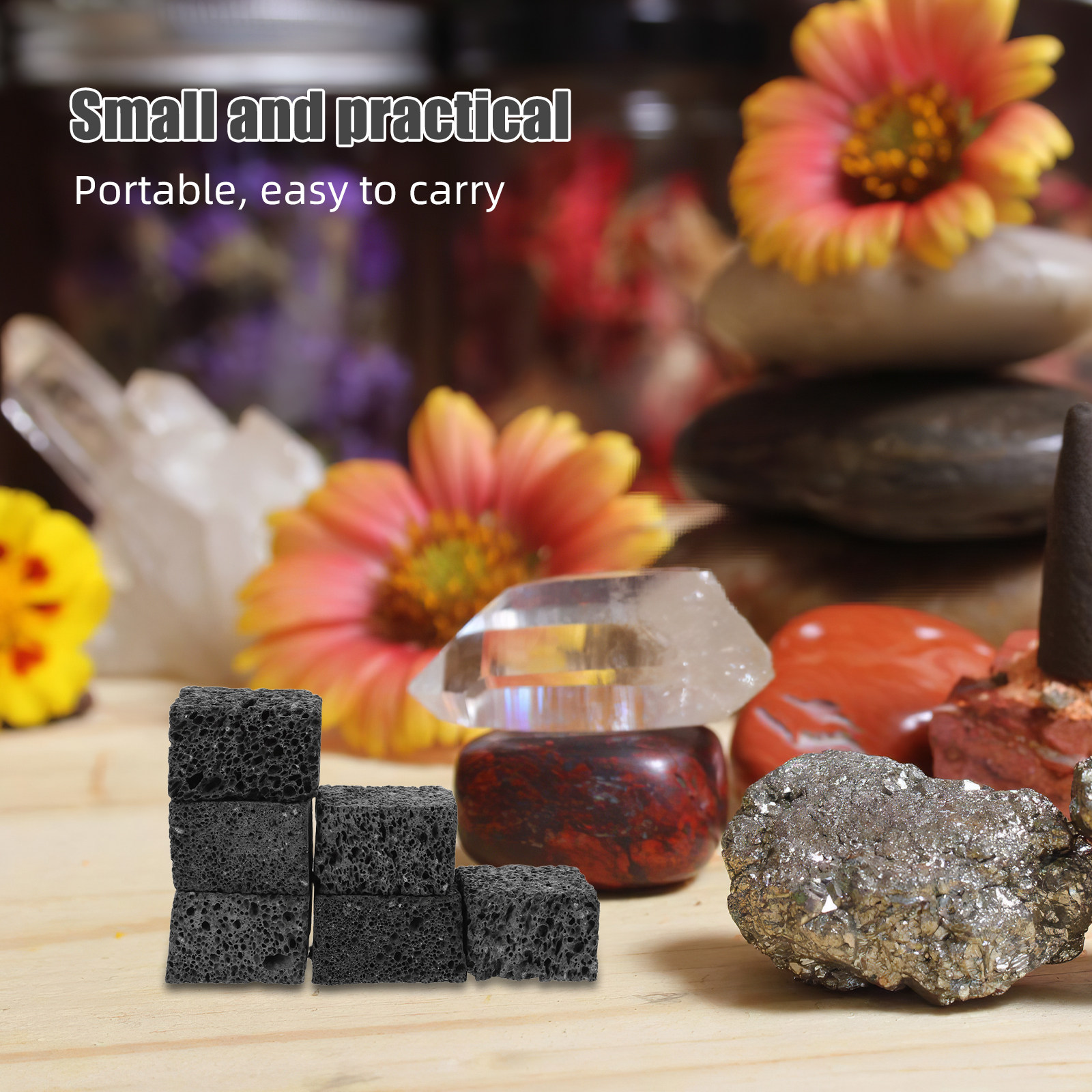 Home Fragrances - 6Pcs Compact Lava Cube Diffuser Stones