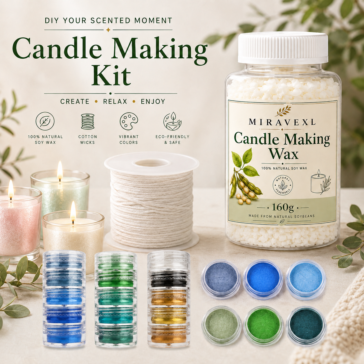 MIRAVEXL Soy Candle Wax 160g o - مراجعة Soy Wax Flake وسعره