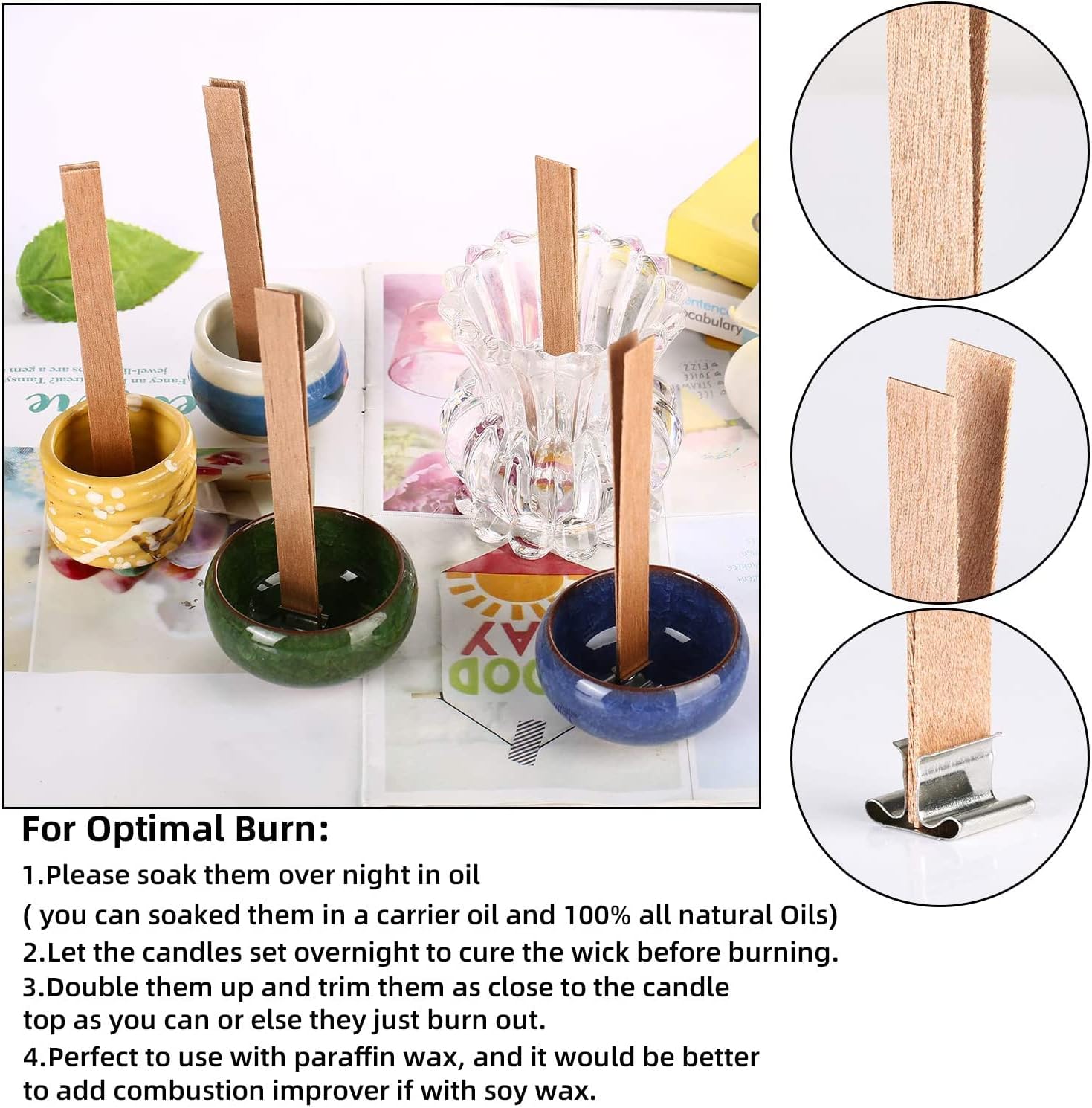 10-100PCS Scented Candle Wood  - مراجعة Wooden Wick Candle وسعره
