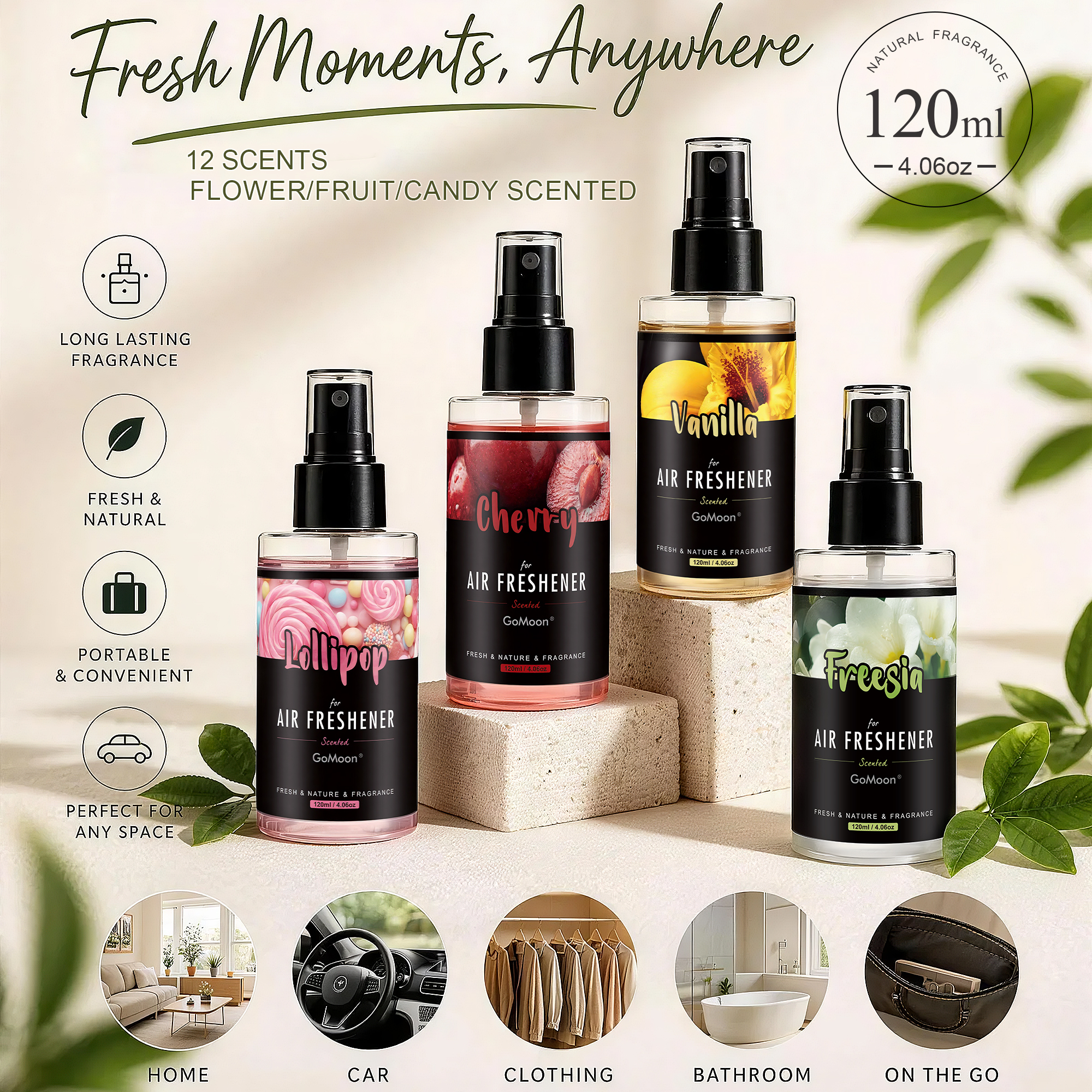 flower/fruit/candy scent car f - مراجعة Home Fragrance Room Spray وسعره