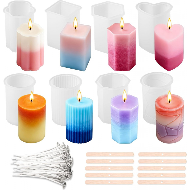 8 Silicone Candle Mold Set，Inc - مراجعة Wooden Wick Candle وسعره