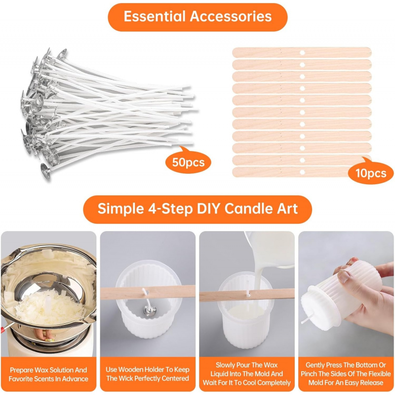 8 Silicone Candle Mold Set，Inc - مراجعة Wooden Wick Candle وسعره