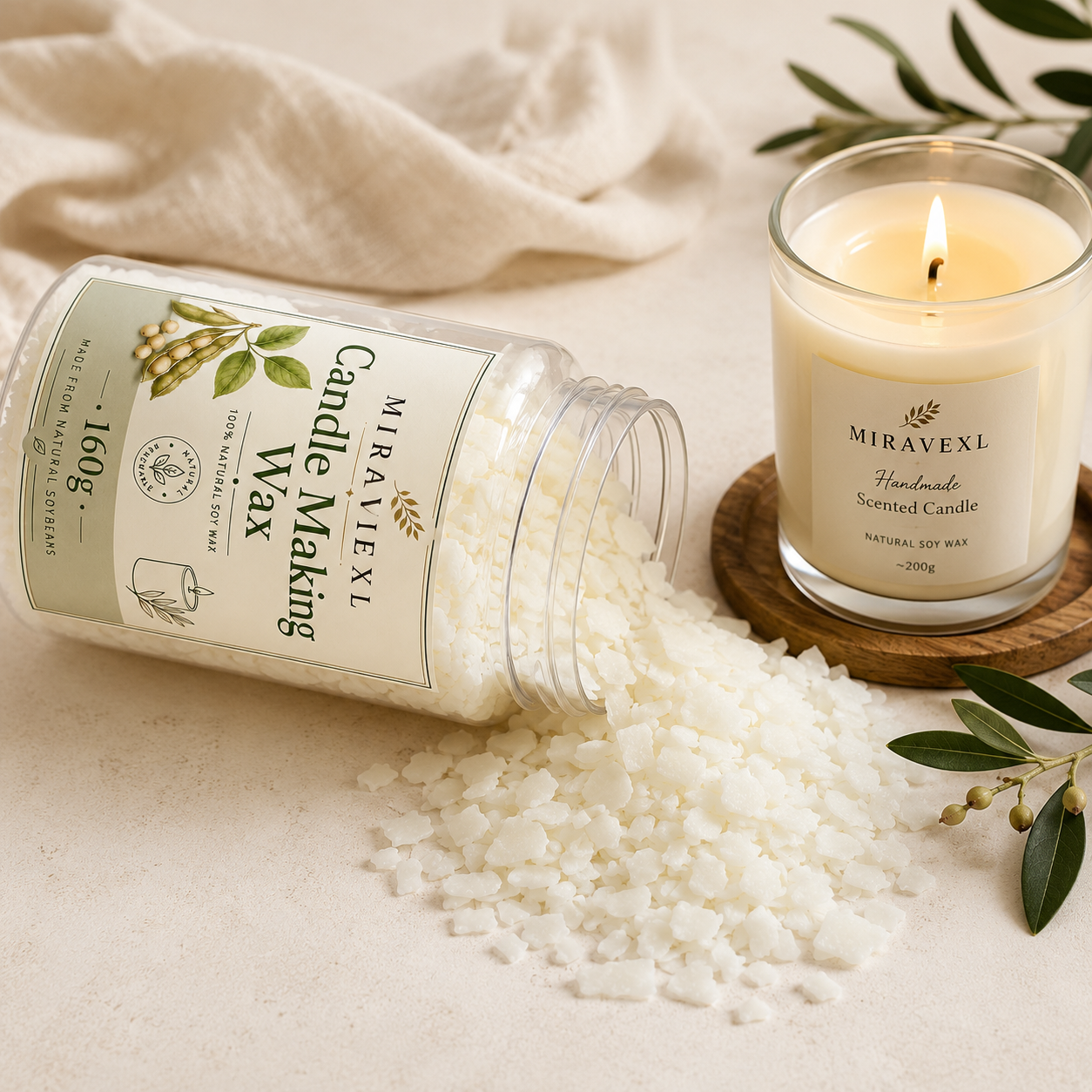 MIRAVEXL Natural Soy Wax 160g  - مراجعة Soy Wax Flake وسعره