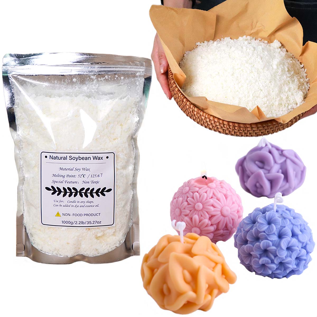 100/250/500/1000g Natural Soy  - مراجعة Soy Wax Flake وسعره