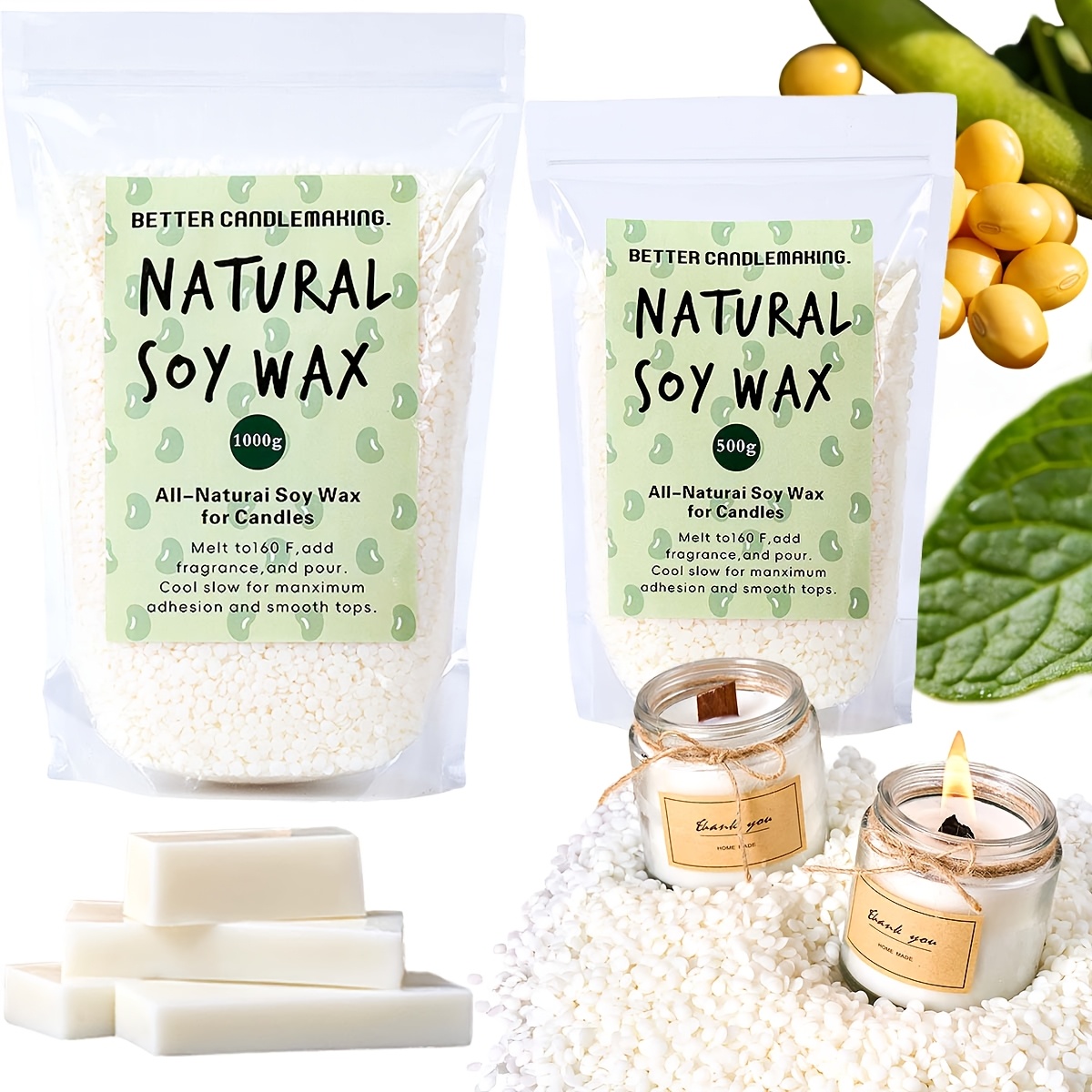 500g/1Kg Natural Soy Wax Parti - مراجعة Soy Wax Flake وسعره