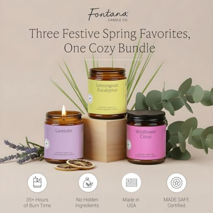 Spring home decor candle with  - مراجعة Wooden Wick Candle وسعره