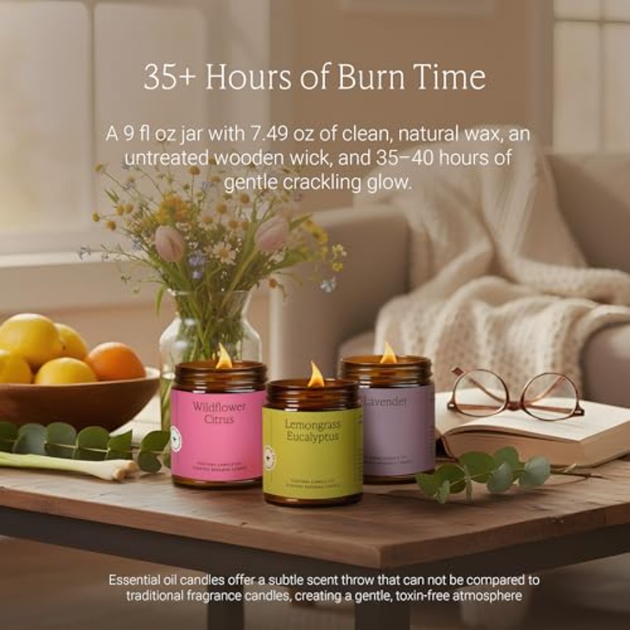 Spring home decor candle with  - مراجعة Wooden Wick Candle وسعره